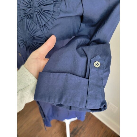 Tibi Oversized Button Shirt Tunic Dress Cotton Rosette Blue Sz 4 NWOT - Picture 3 of 5